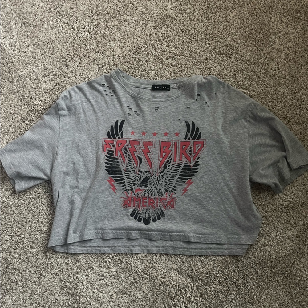Gray Free Bird Graphic T-Shirt